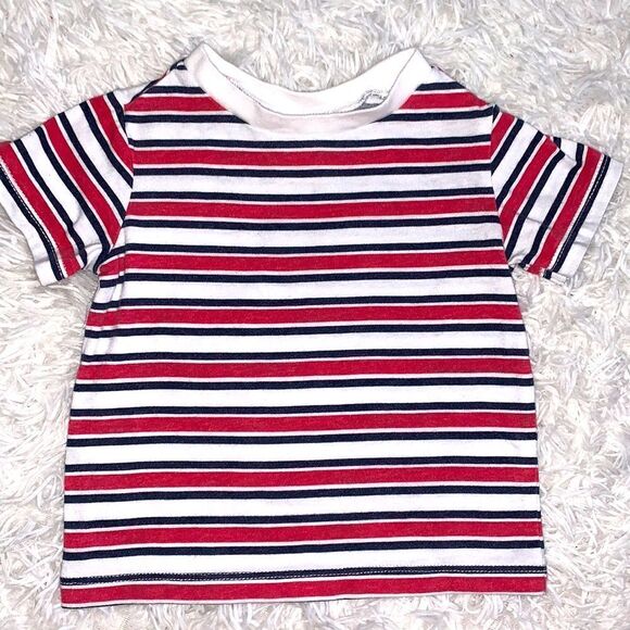 First Impressions Baby Red, White & Blue Striped Crewneck Short Sleeve Tee 3-6M - Picture 1 of 9